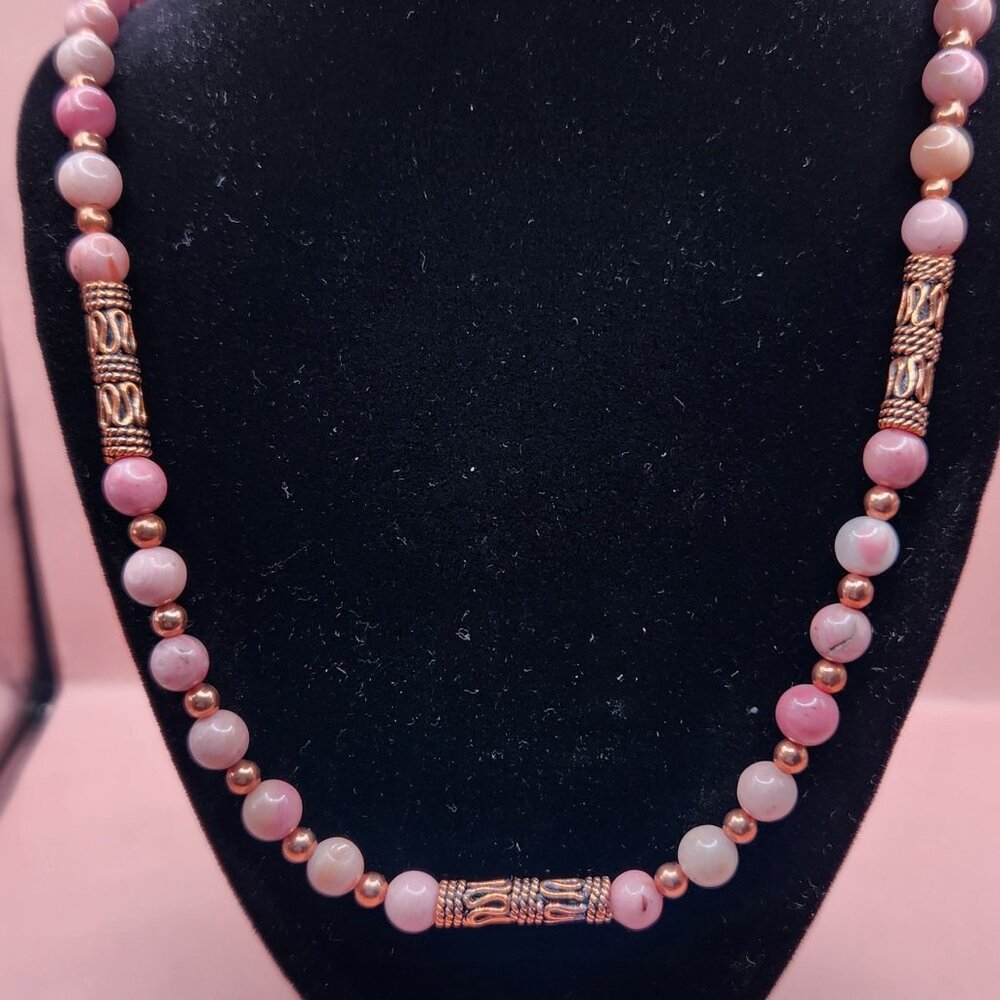 Rhodonite and Copper Beaded Necklace
